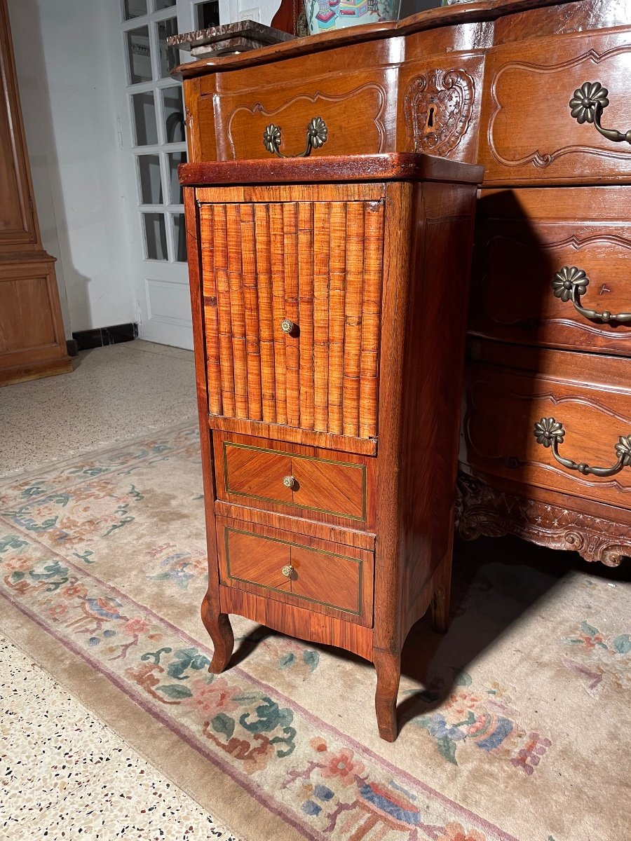 Louis XVI Bedside Table In Marquetry From The 18th Century -photo-2