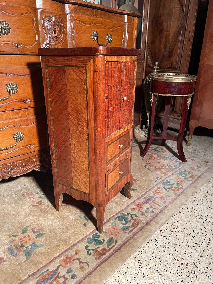 Louis XVI Bedside Table In Marquetry From The 18th Century -photo-3