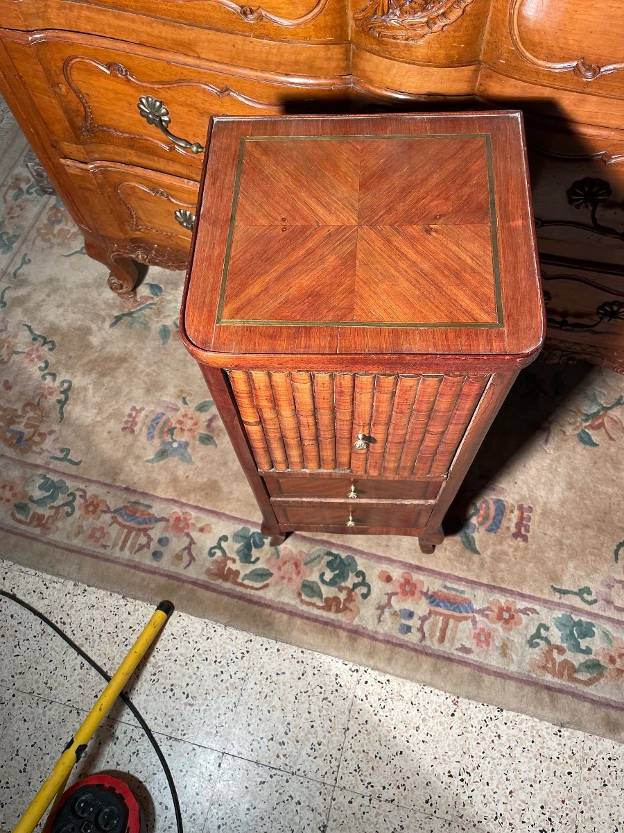 Louis XVI Bedside Table In Marquetry From The 18th Century -photo-4