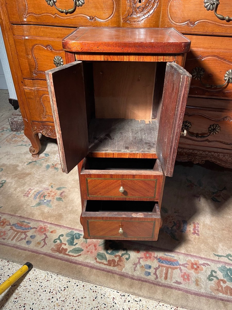 Louis XVI Bedside Table In Marquetry From The 18th Century -photo-1