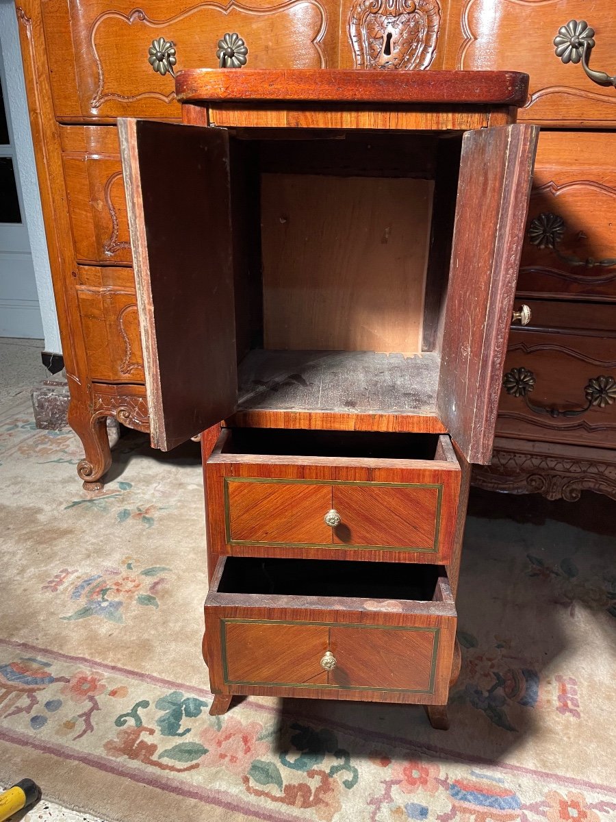 Louis XVI Bedside Table In Marquetry From The 18th Century -photo-2