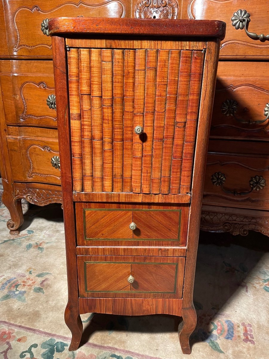 Louis XVI Bedside Table In Marquetry From The 18th Century -photo-3