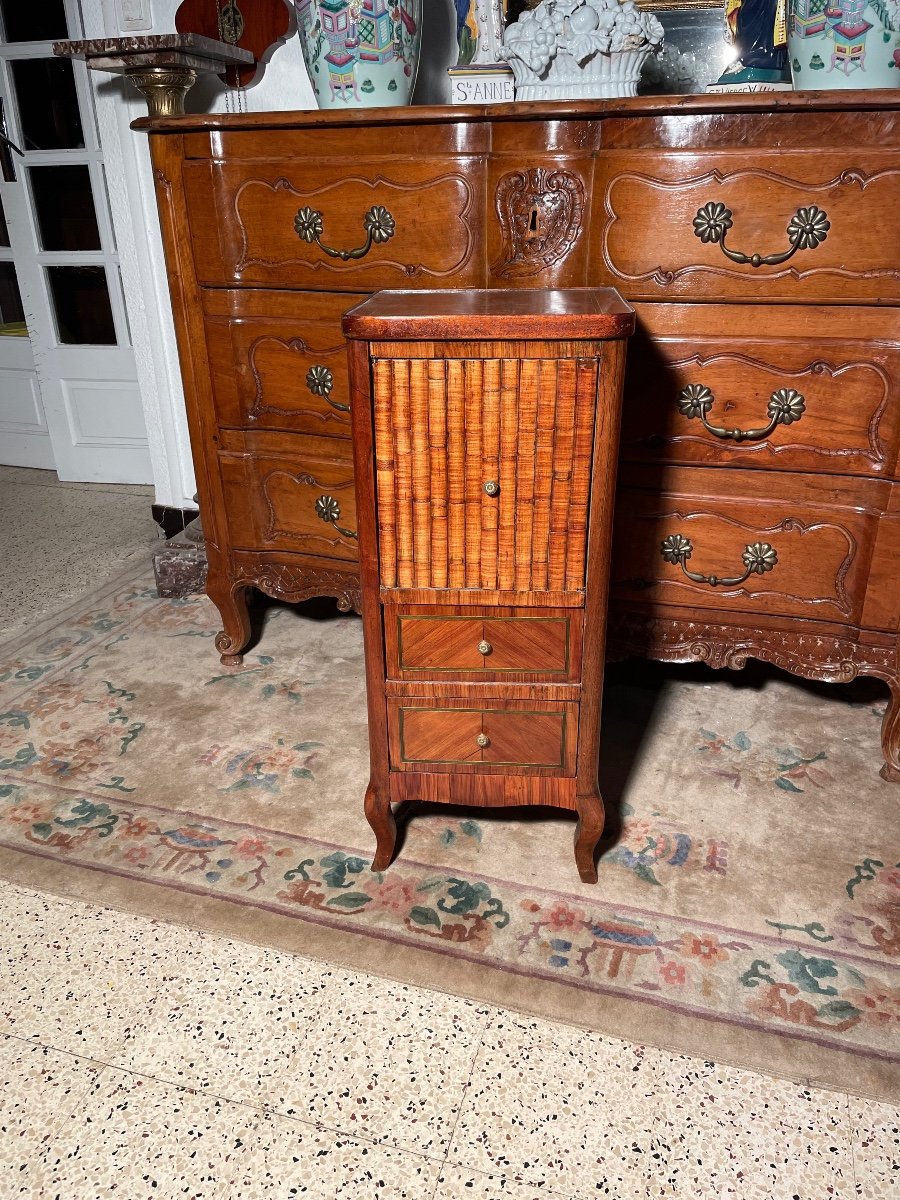 Louis XVI Bedside Table In Marquetry From The 18th Century 