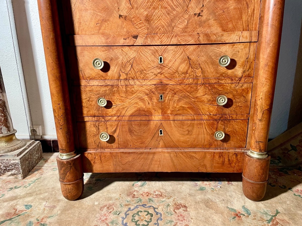 Empire Secretary In Blond Walnut From The 19th Century.-photo-4