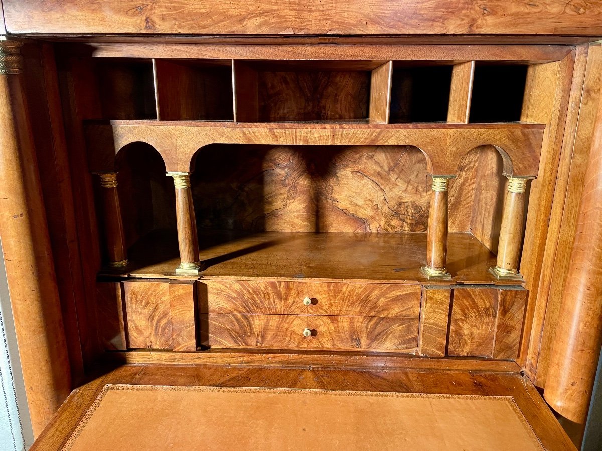 Empire Secretary In Blond Walnut From The 19th Century.-photo-3