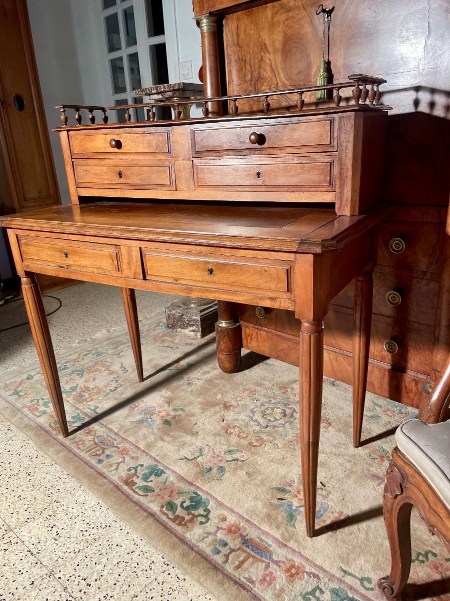 Louis XVI Style Desk With Steps, In Walnut, 19th Century -photo-2