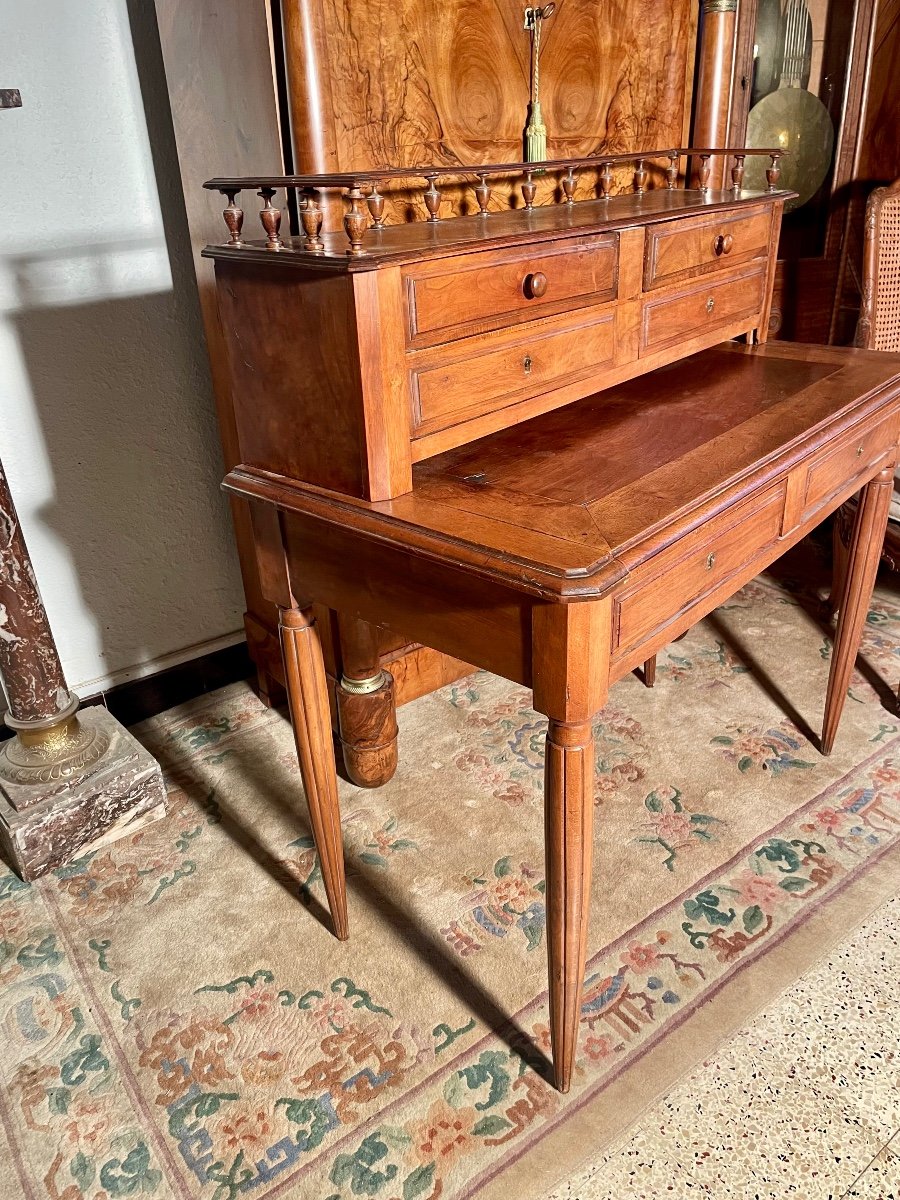 Louis XVI Style Desk With Steps, In Walnut, 19th Century -photo-3