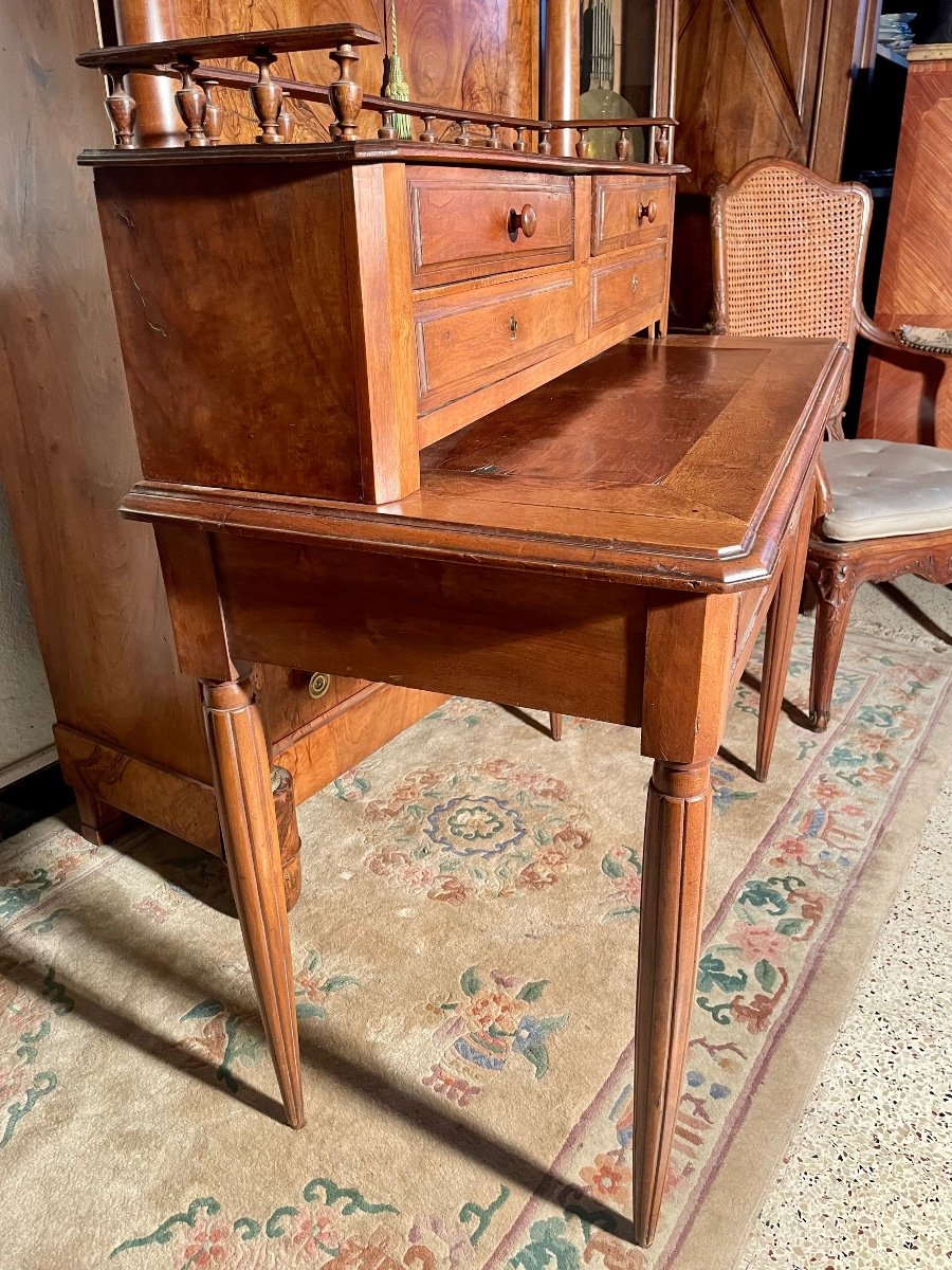 Louis XVI Style Desk With Steps, In Walnut, 19th Century -photo-4