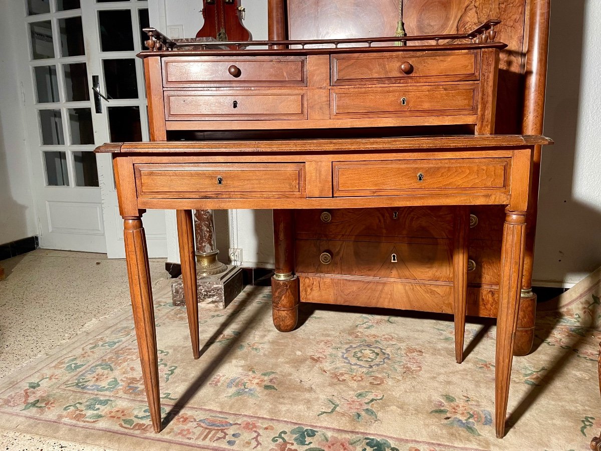 Louis XVI Style Desk With Steps, In Walnut, 19th Century -photo-1