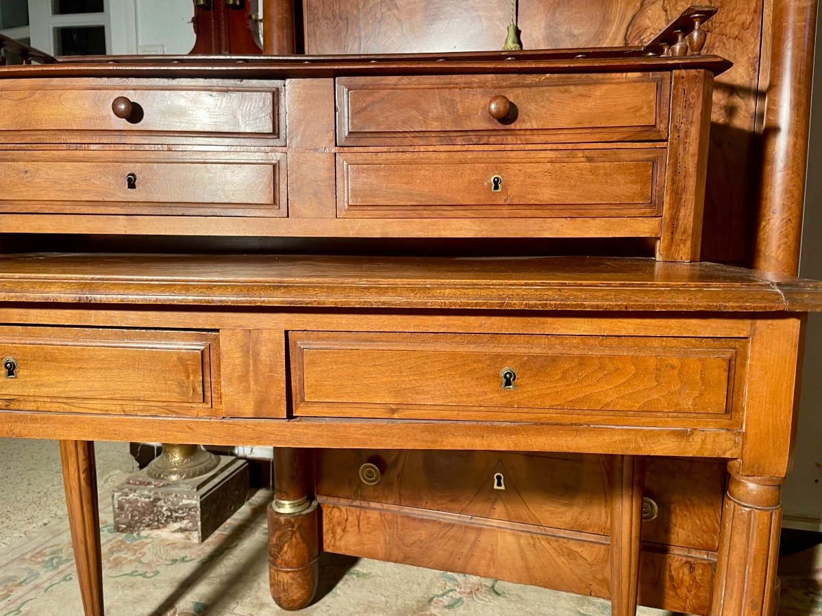 Louis XVI Style Desk With Steps, In Walnut, 19th Century -photo-2