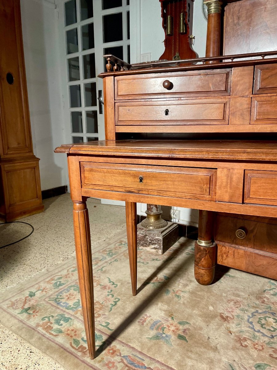 Louis XVI Style Desk With Steps, In Walnut, 19th Century -photo-3