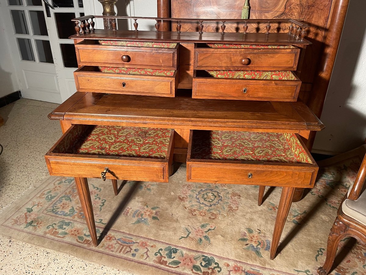 Louis XVI Style Desk With Steps, In Walnut, 19th Century -photo-4