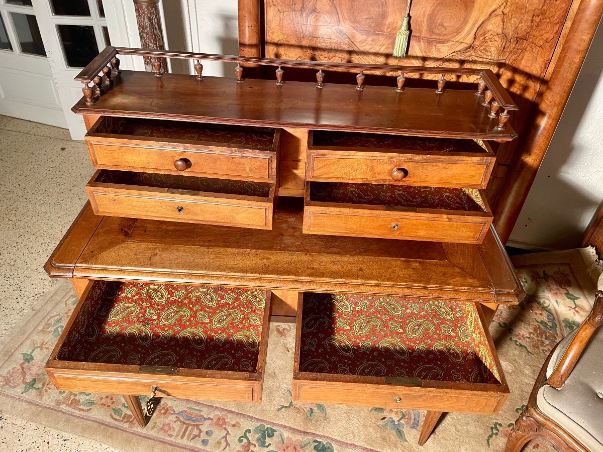 Louis XVI Style Desk With Steps, In Walnut, 19th Century -photo-6