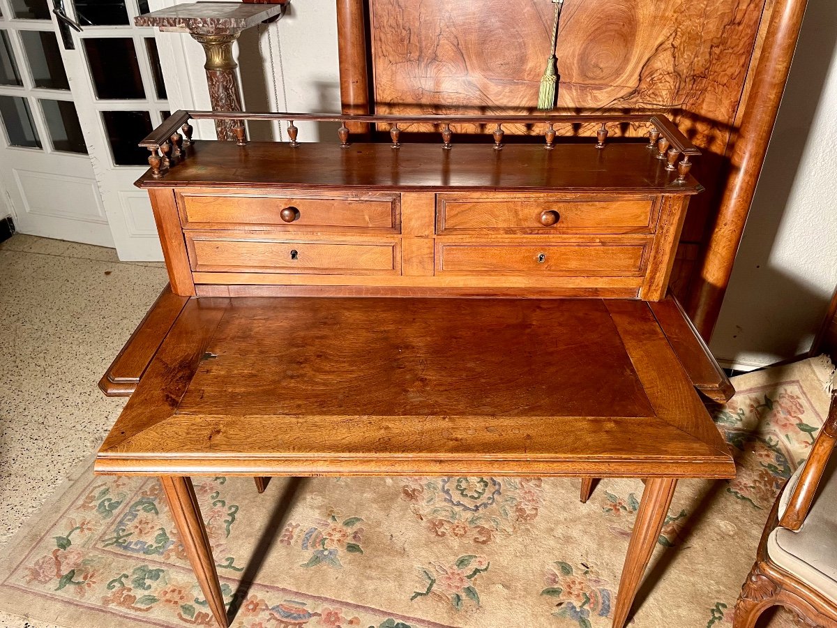 Louis XVI Style Desk With Steps, In Walnut, 19th Century -photo-7