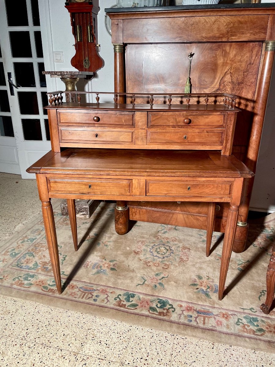 Louis XVI Style Desk With Steps, In Walnut, 19th Century 