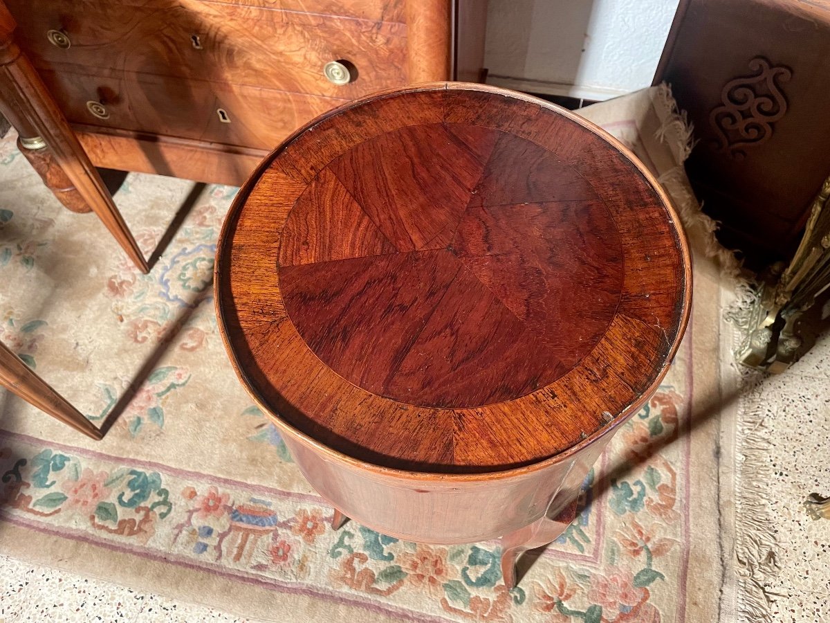 Bedside Table, Drum, Restoration In Mahogany, 19th Century Period -photo-3