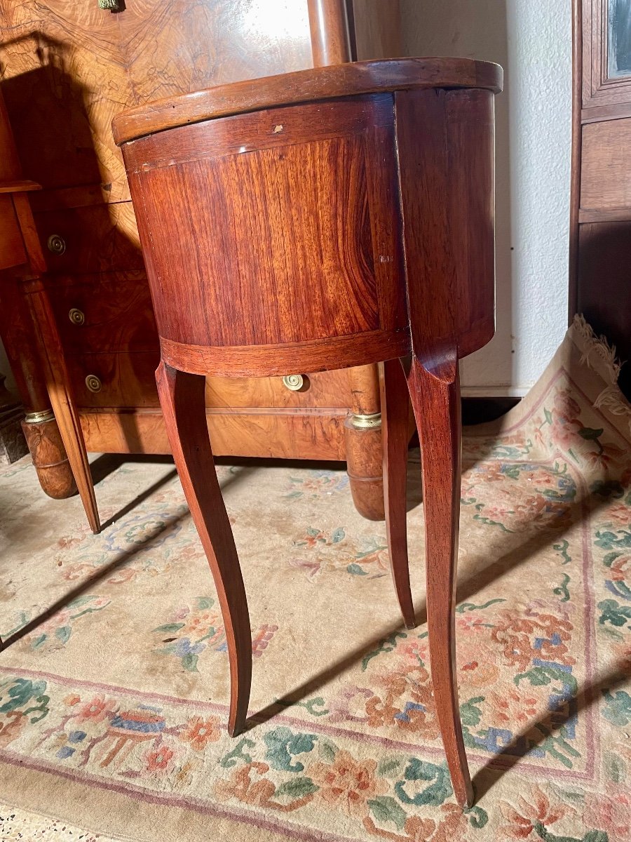 Bedside Table, Drum, Restoration In Mahogany, 19th Century Period -photo-3