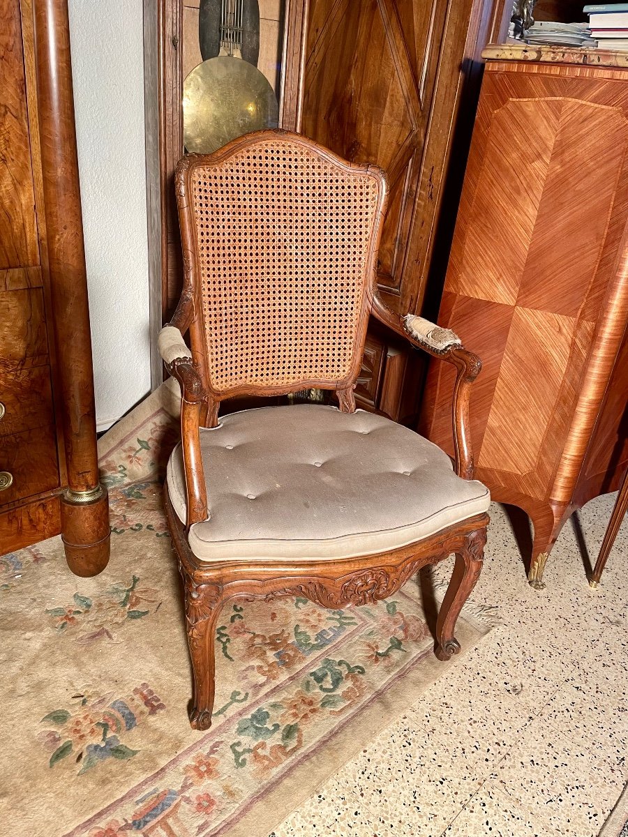 Fauteuil  Régence En Noyer D époque XIXém Siècle. -photo-6