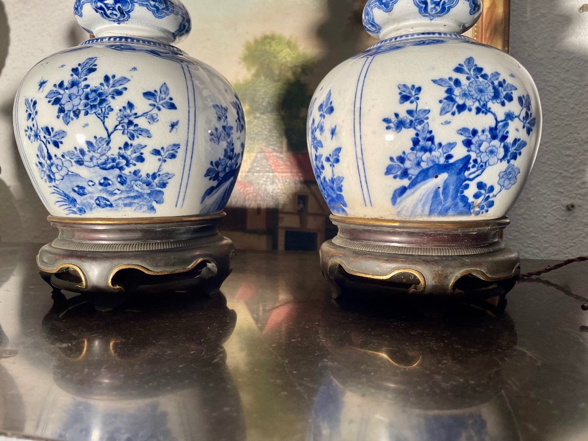 Pair Of 19th Century Delft Earthenware Lamps. -photo-3