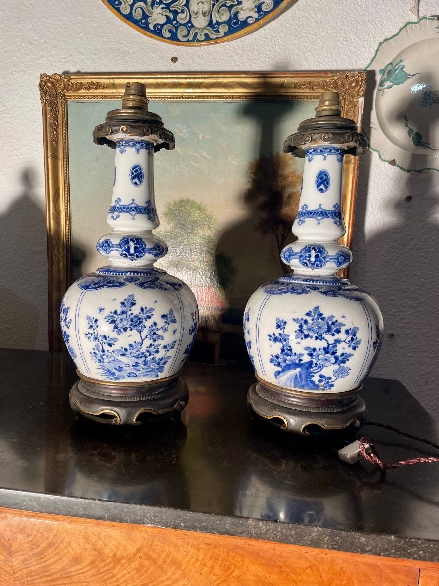 Pair Of 19th Century Delft Earthenware Lamps. -photo-1