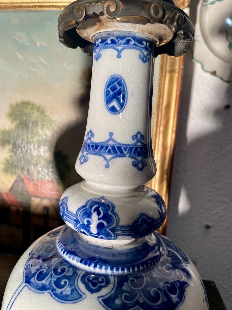 Pair Of 19th Century Delft Earthenware Lamps. -photo-2