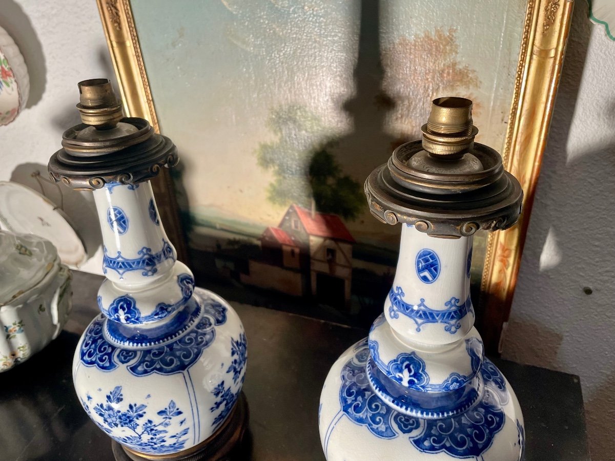 Pair Of 19th Century Delft Earthenware Lamps. -photo-6