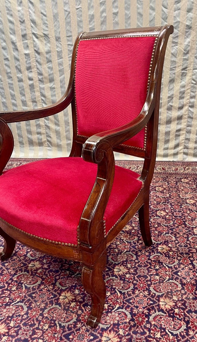 Charles X Armchair, In Rosewood, 19th Century Period, -photo-2