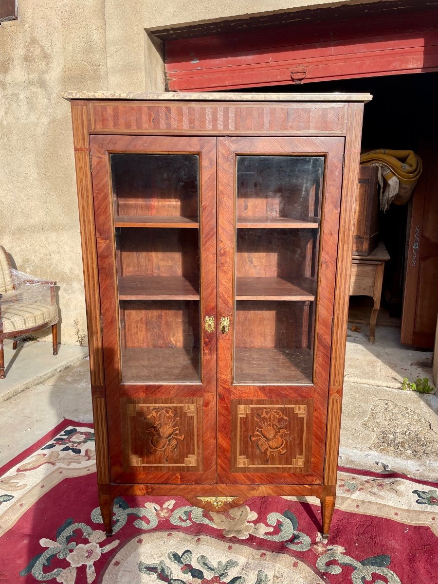 Display Cabinet, Silver Cabinet, Louis XVI, In Marquetry From The 19th Century -photo-4