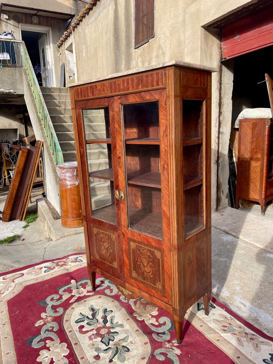 Display Cabinet, Silver Cabinet, Louis XVI, In Marquetry From The 19th Century -photo-5