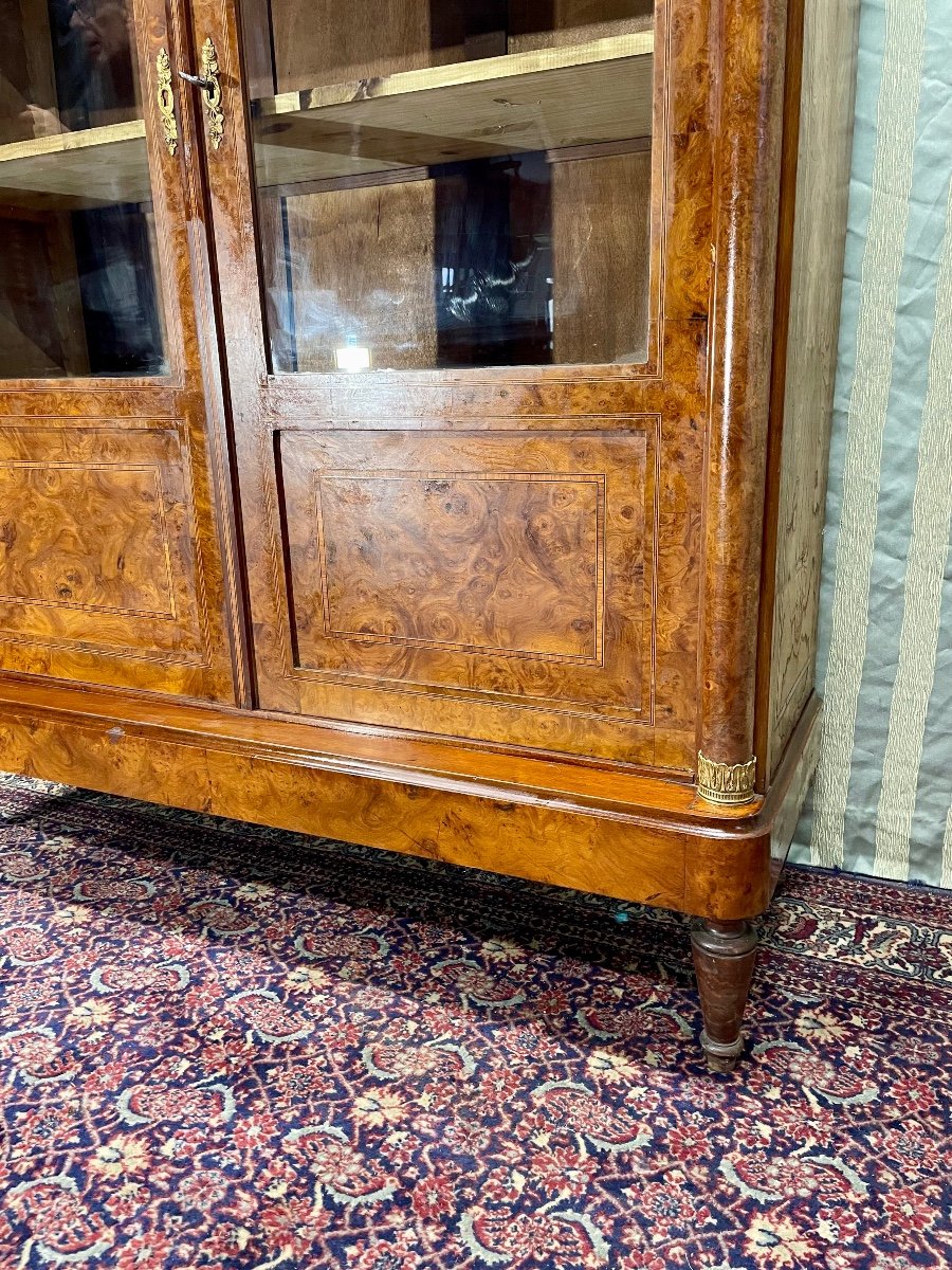 19th Century Empire Burl Walnut Bookcase.-photo-2