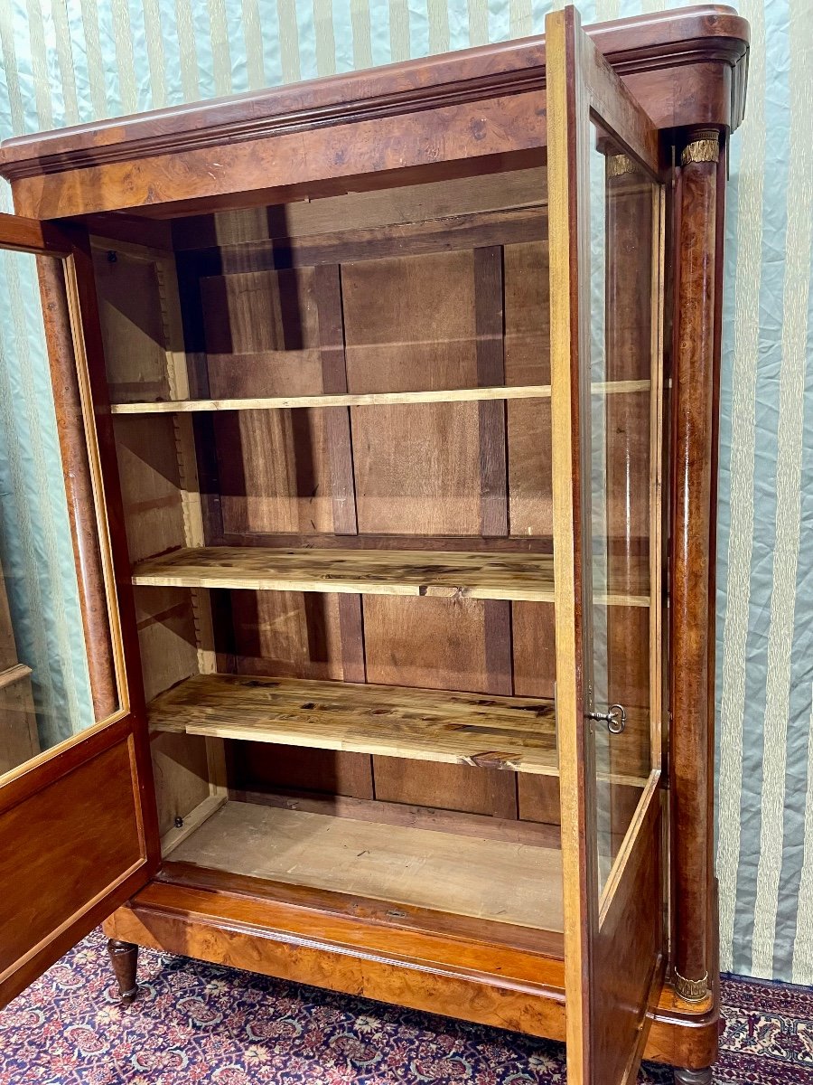 19th Century Empire Burl Walnut Bookcase.-photo-3