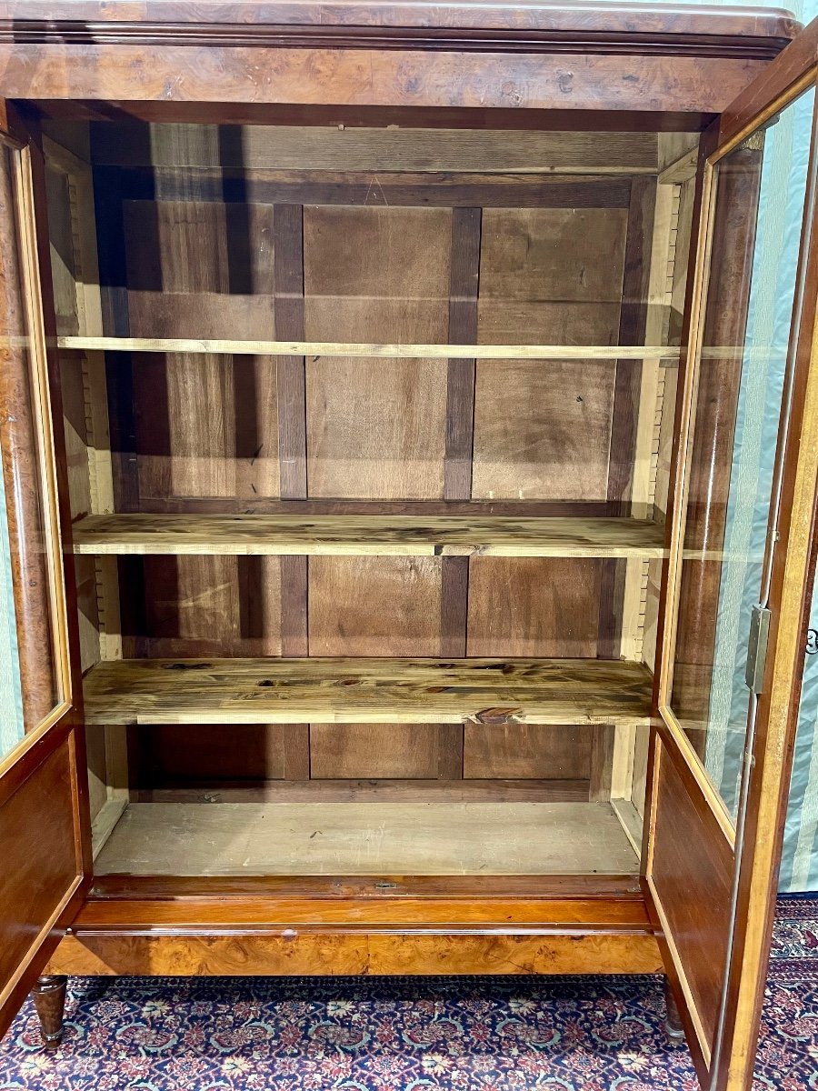 19th Century Empire Burl Walnut Bookcase.-photo-5