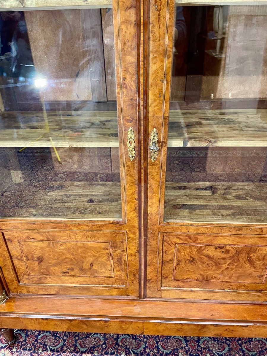 19th Century Empire Burl Walnut Bookcase.-photo-6