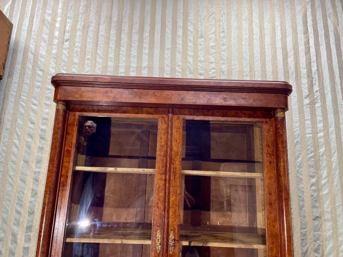 19th Century Empire Burl Walnut Bookcase.-photo-7