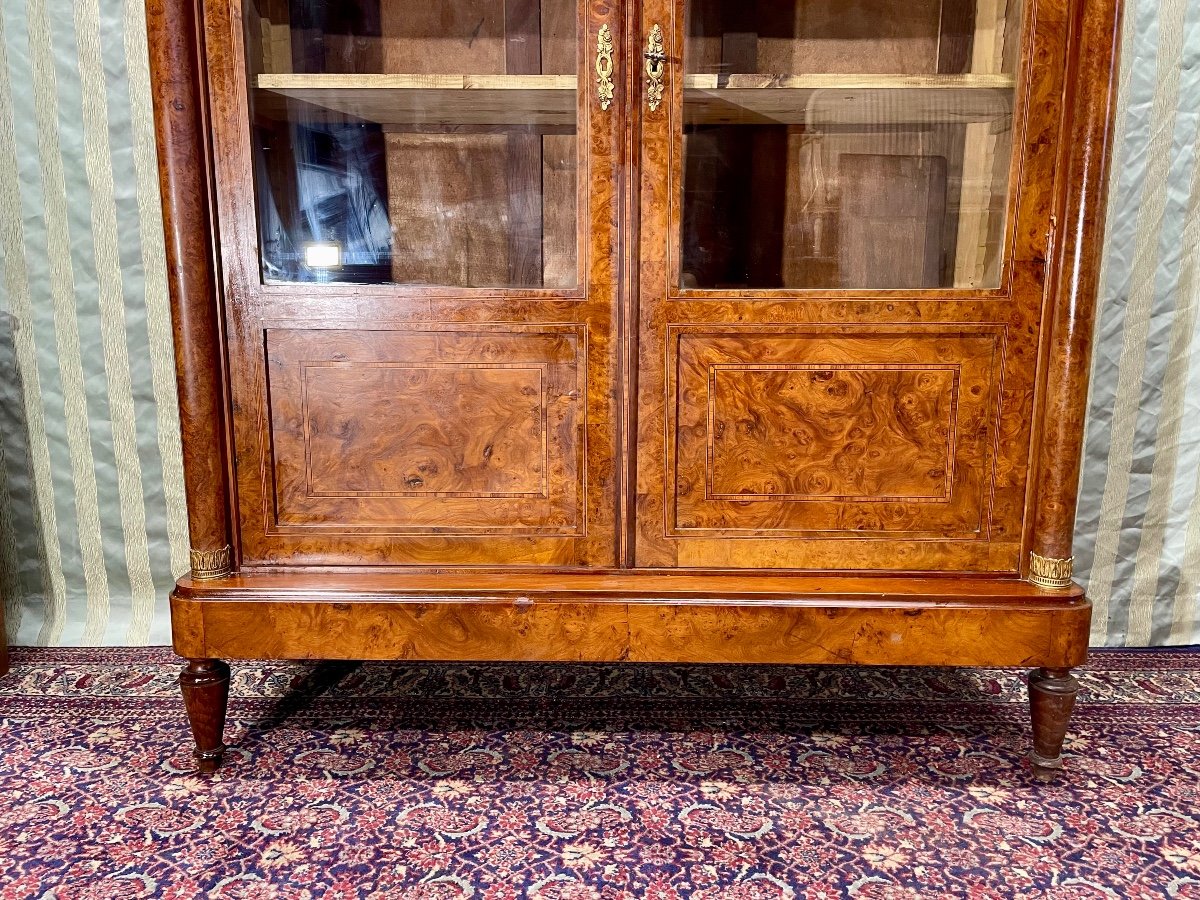 19th Century Empire Burl Walnut Bookcase.-photo-8