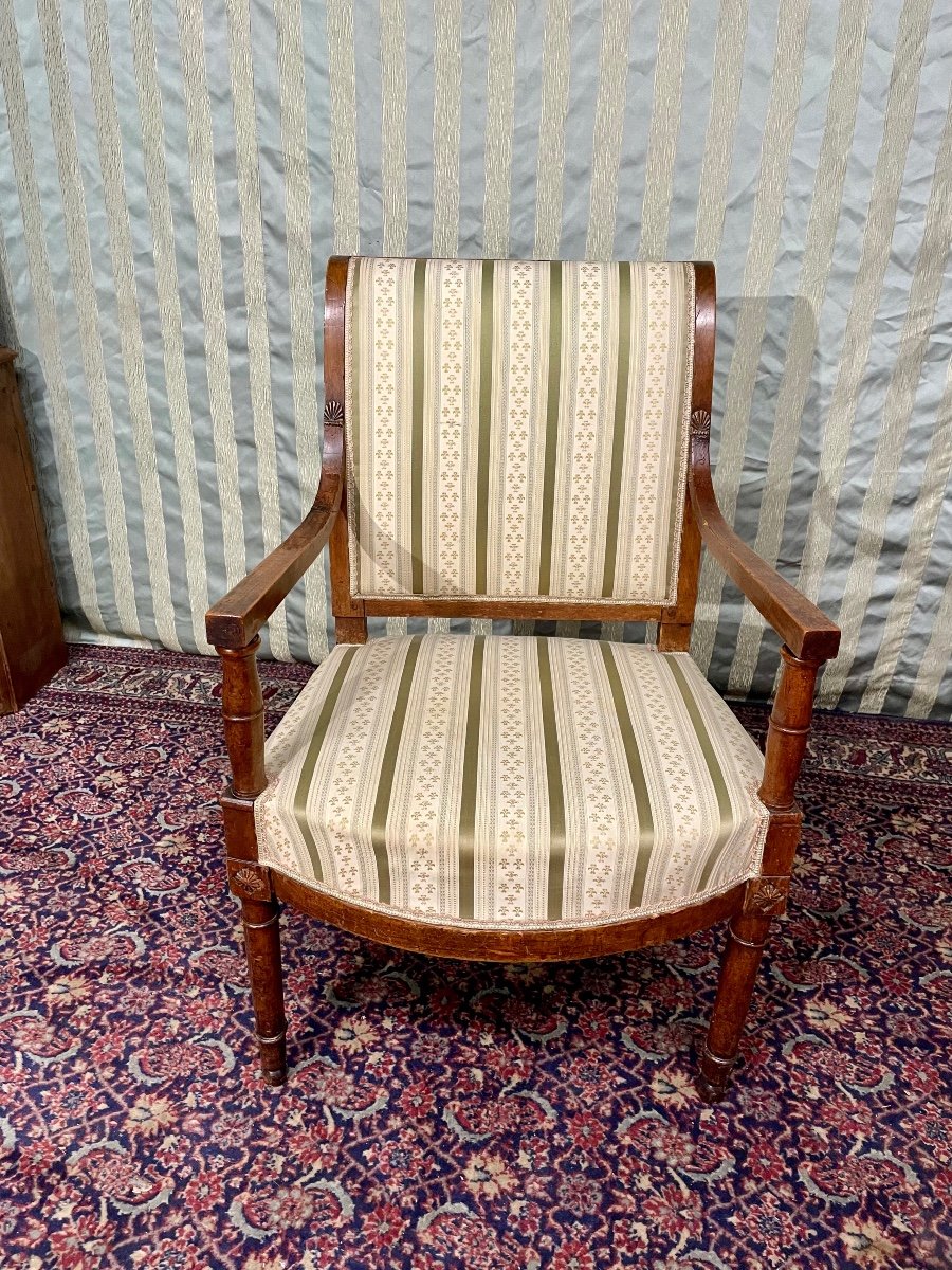 Armchair, Directoire In Walnut, 18th Century -photo-2