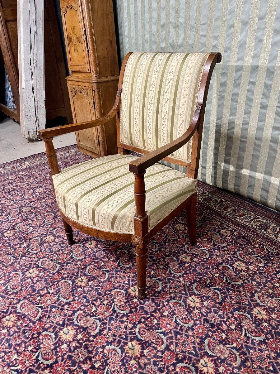 Armchair, Directoire In Walnut, 18th Century -photo-4