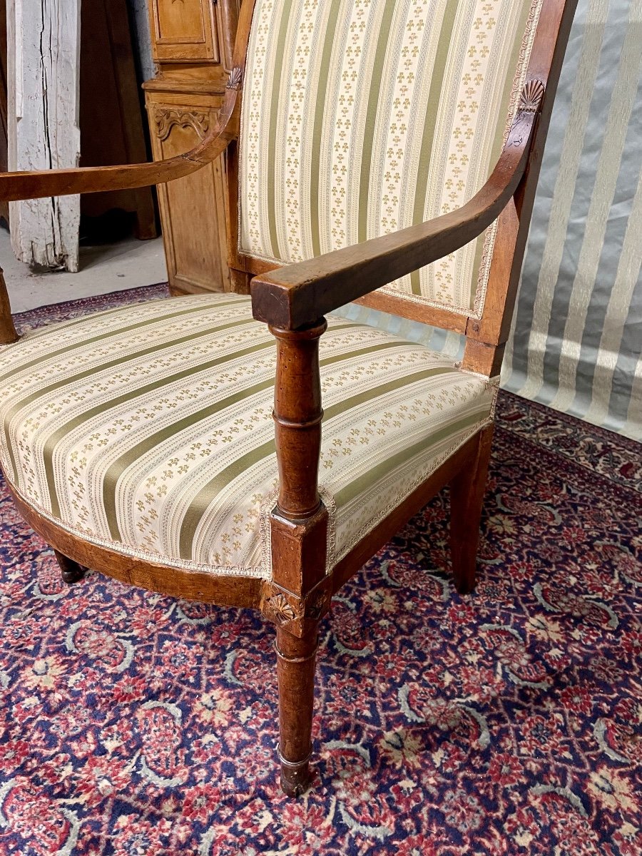 Armchair, Directoire In Walnut, 18th Century -photo-5