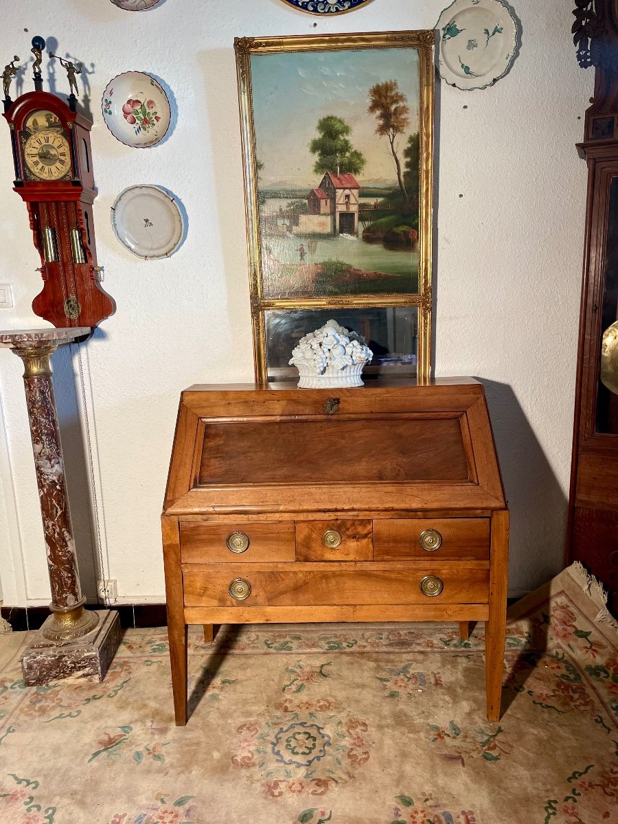 Desk, Sloping, Secretary, Louis XVI In Walnut, 18th Century. -photo-2