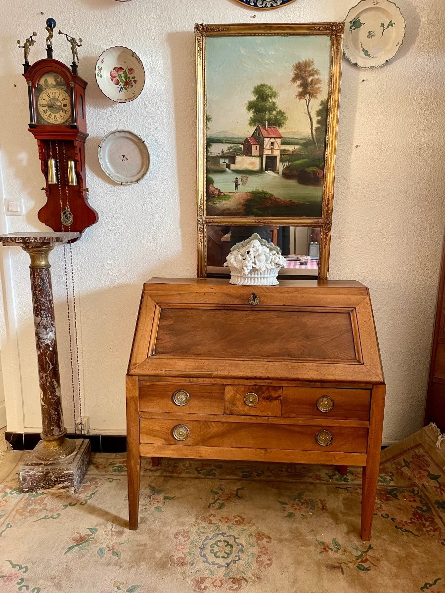 Bureau,, à Pente, Secrétaire, Louis XVI  En Noyer D époque XVIIIem Siècle. -photo-3