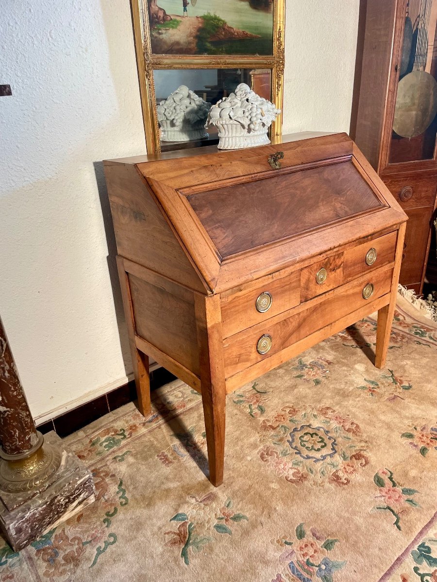 Desk, Sloping, Secretary, Louis XVI In Walnut, 18th Century. -photo-4