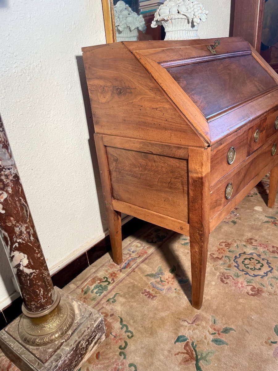 Bureau,, à Pente, Secrétaire, Louis XVI  En Noyer D époque XVIIIem Siècle. -photo-1