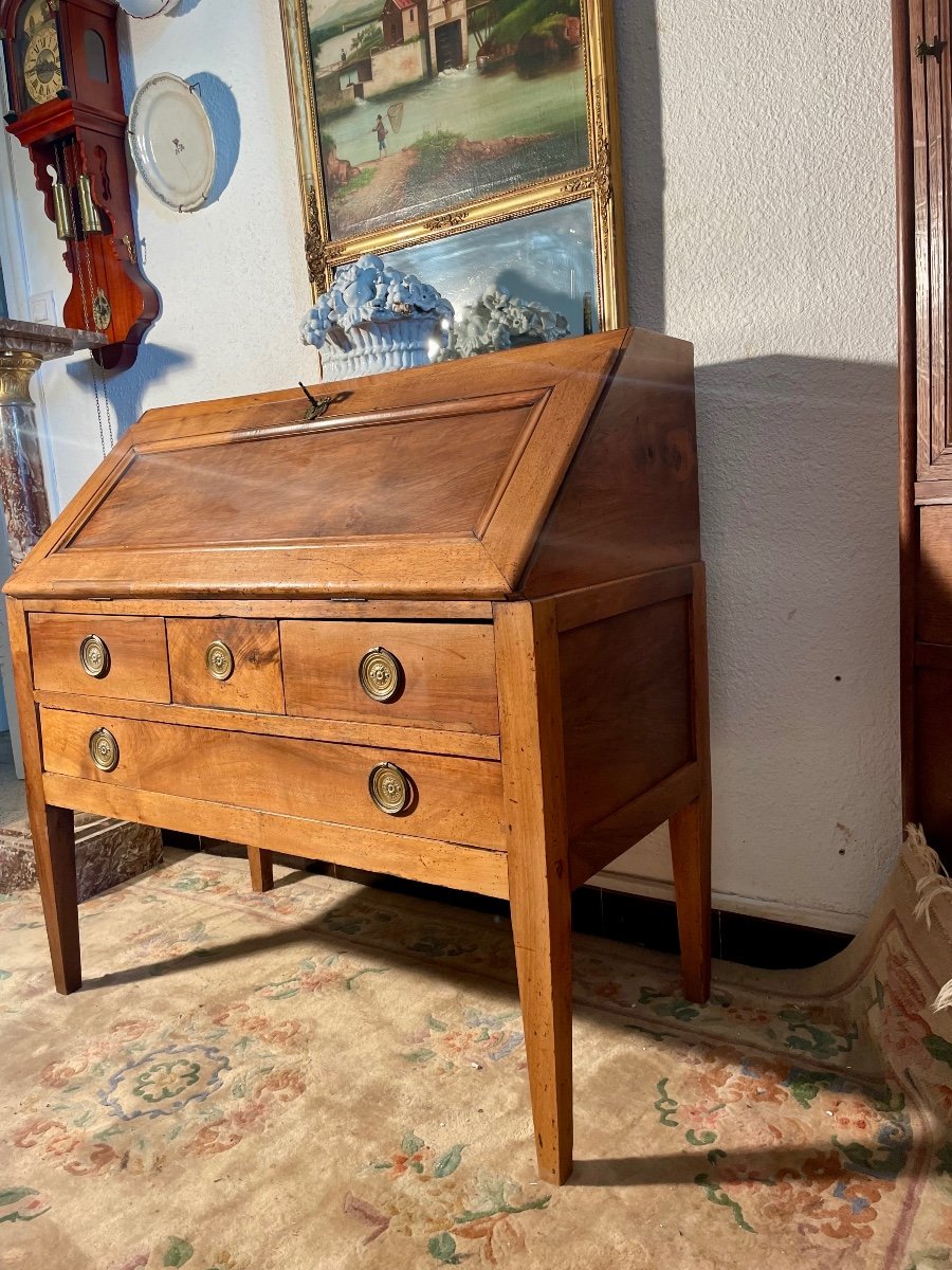 Bureau,, à Pente, Secrétaire, Louis XVI  En Noyer D époque XVIIIem Siècle. -photo-3