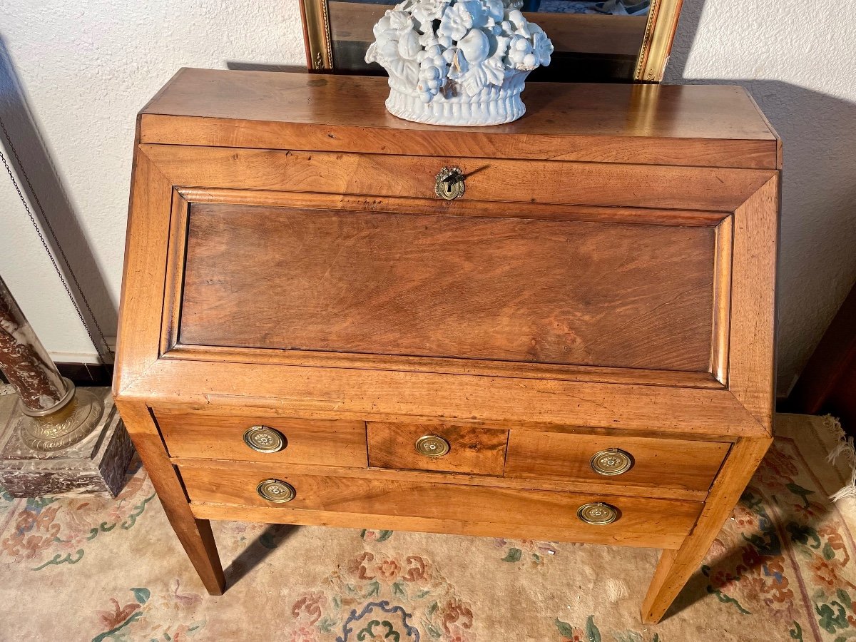 Bureau,, à Pente, Secrétaire, Louis XVI  En Noyer D époque XVIIIem Siècle. -photo-5