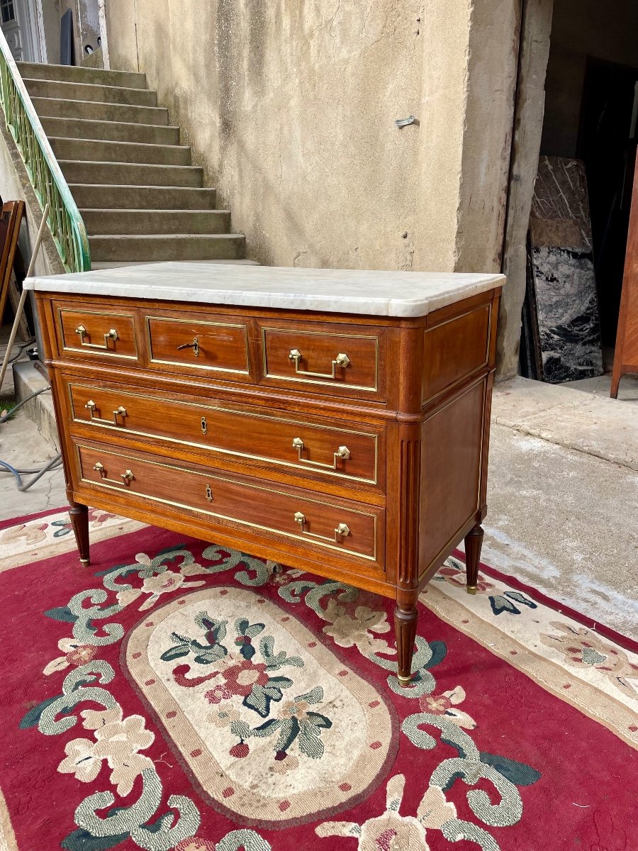 Commode,,, Secrétaire, Louis, XVI, Acajou D’époque XIXe Siècle.-photo-2