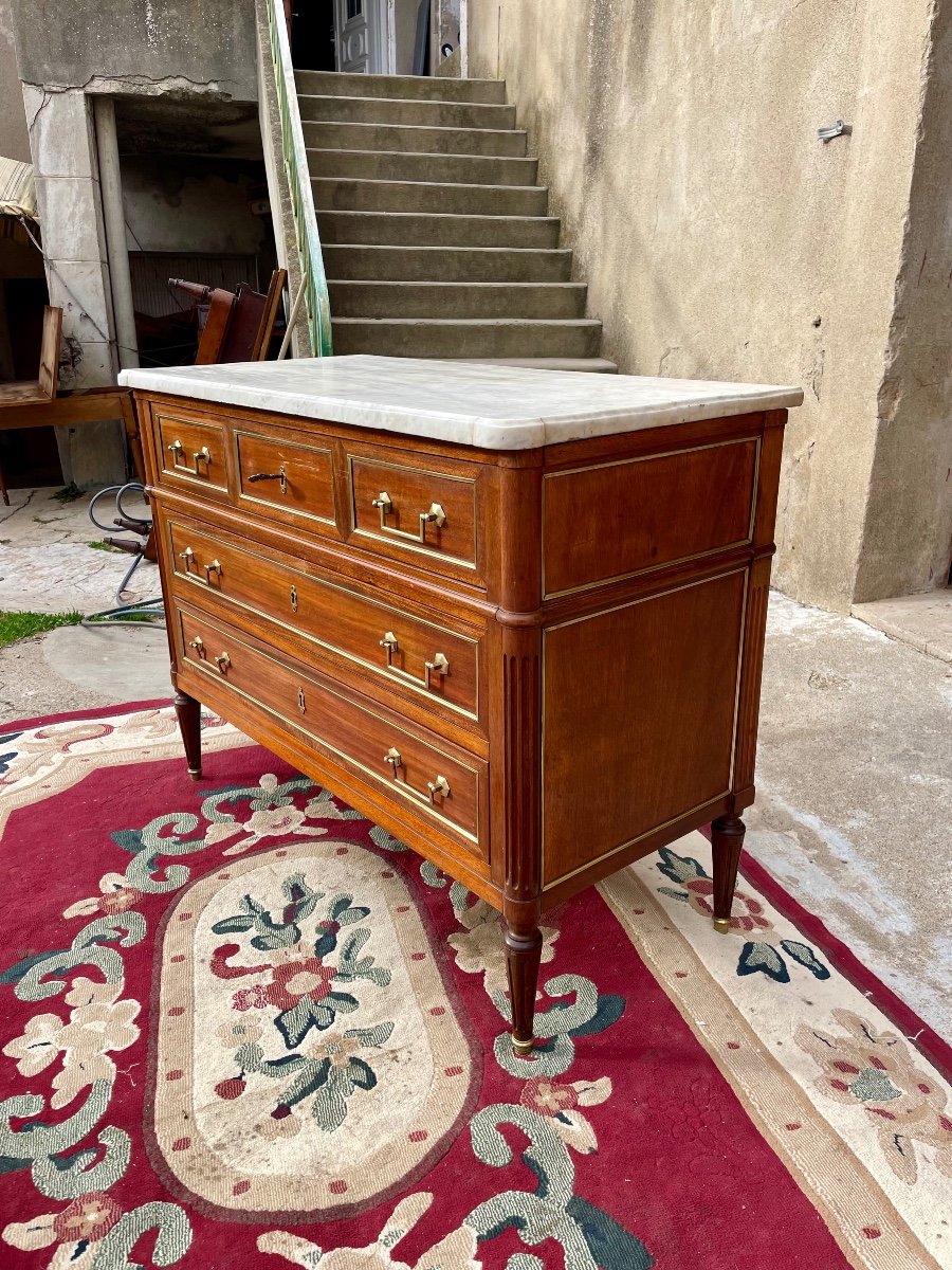 Commode,,, Secrétaire, Louis, XVI, Acajou D’époque XIXe Siècle.-photo-3