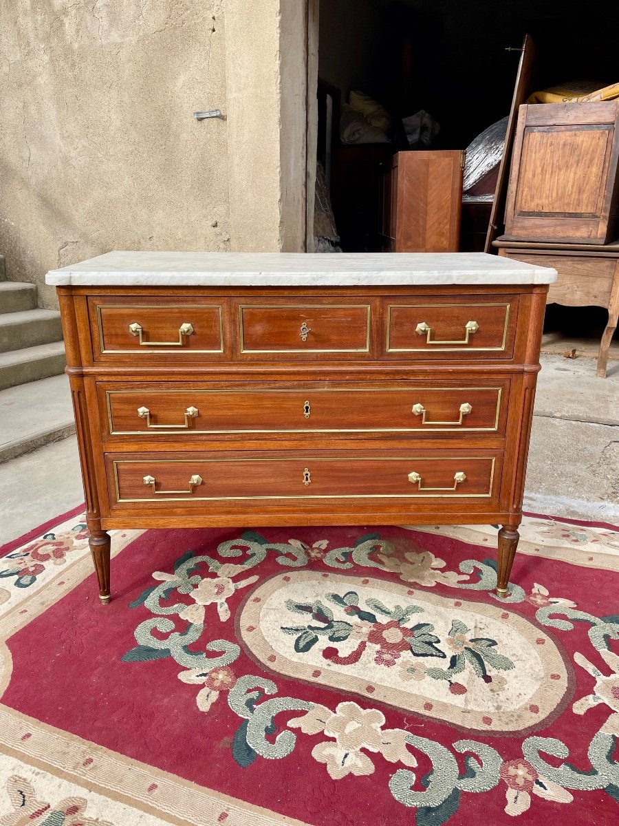 Commode,,, Secrétaire, Louis, XVI, Acajou D’époque XIXe Siècle.