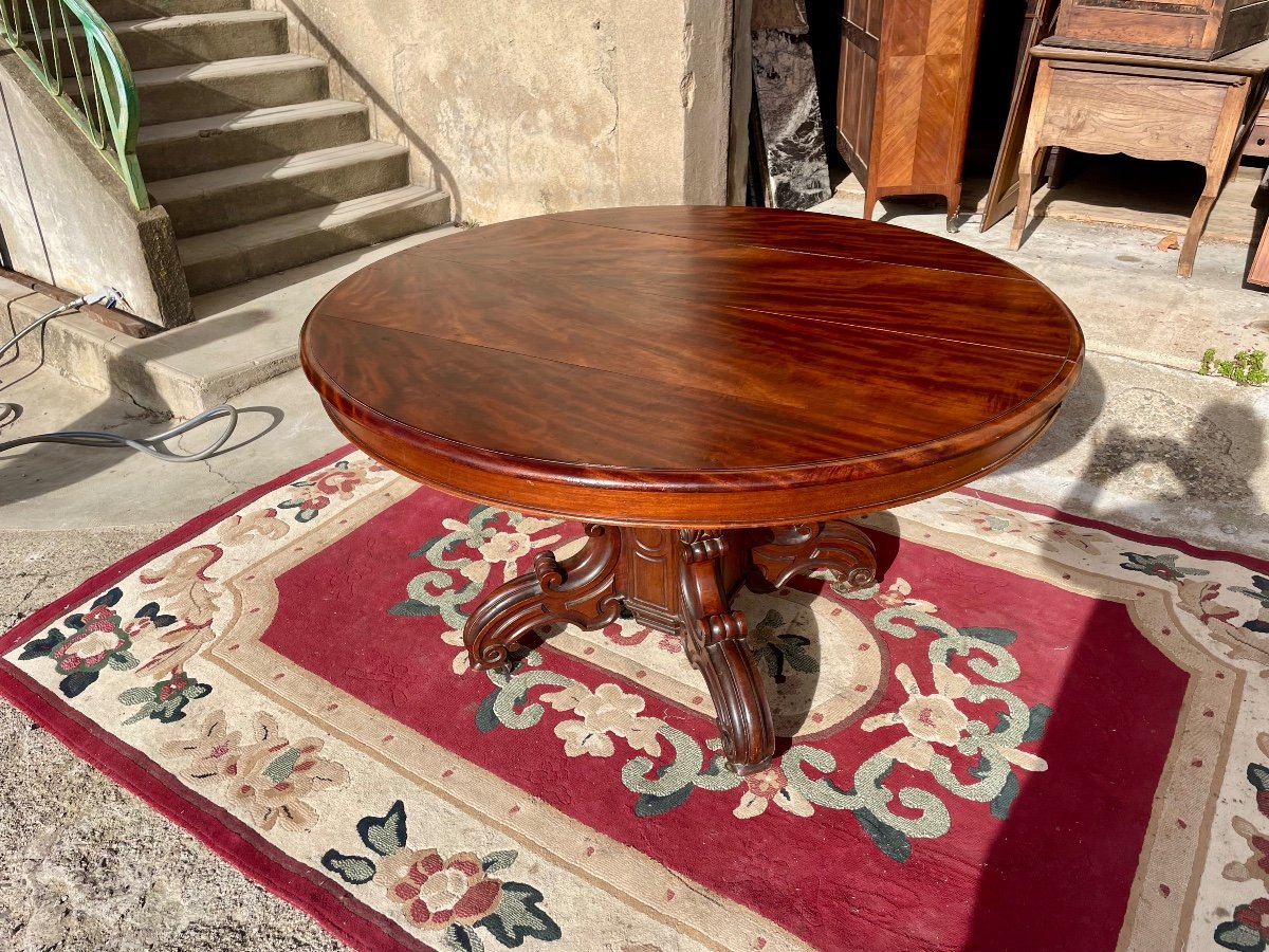 Table, Guéridon En Acajou D’époque, Napoléon III , XIXé Siècle.