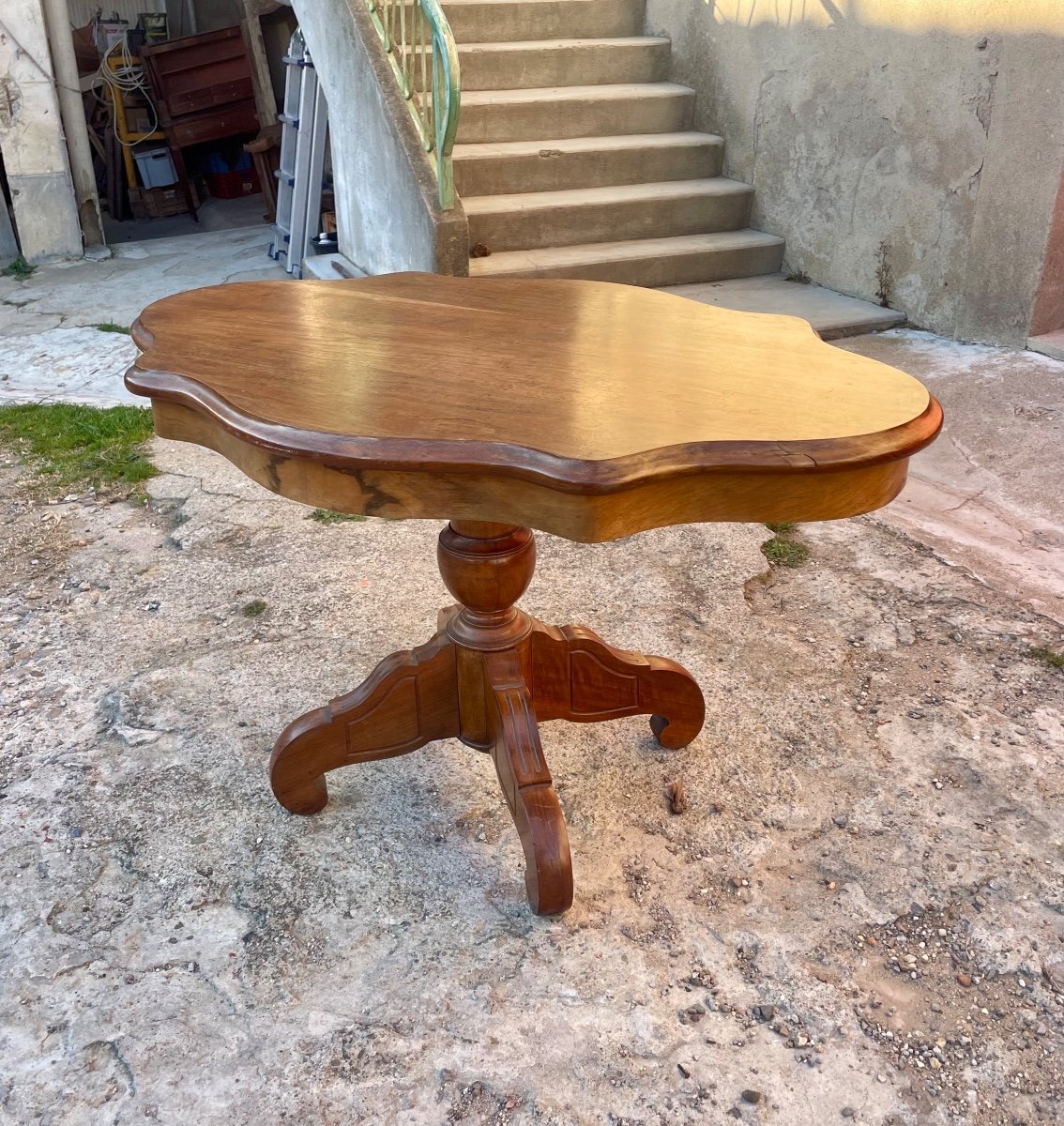 Table, Side Table, Violin In Mahogany From The Napoleon III Period. 19th Century. -photo-3