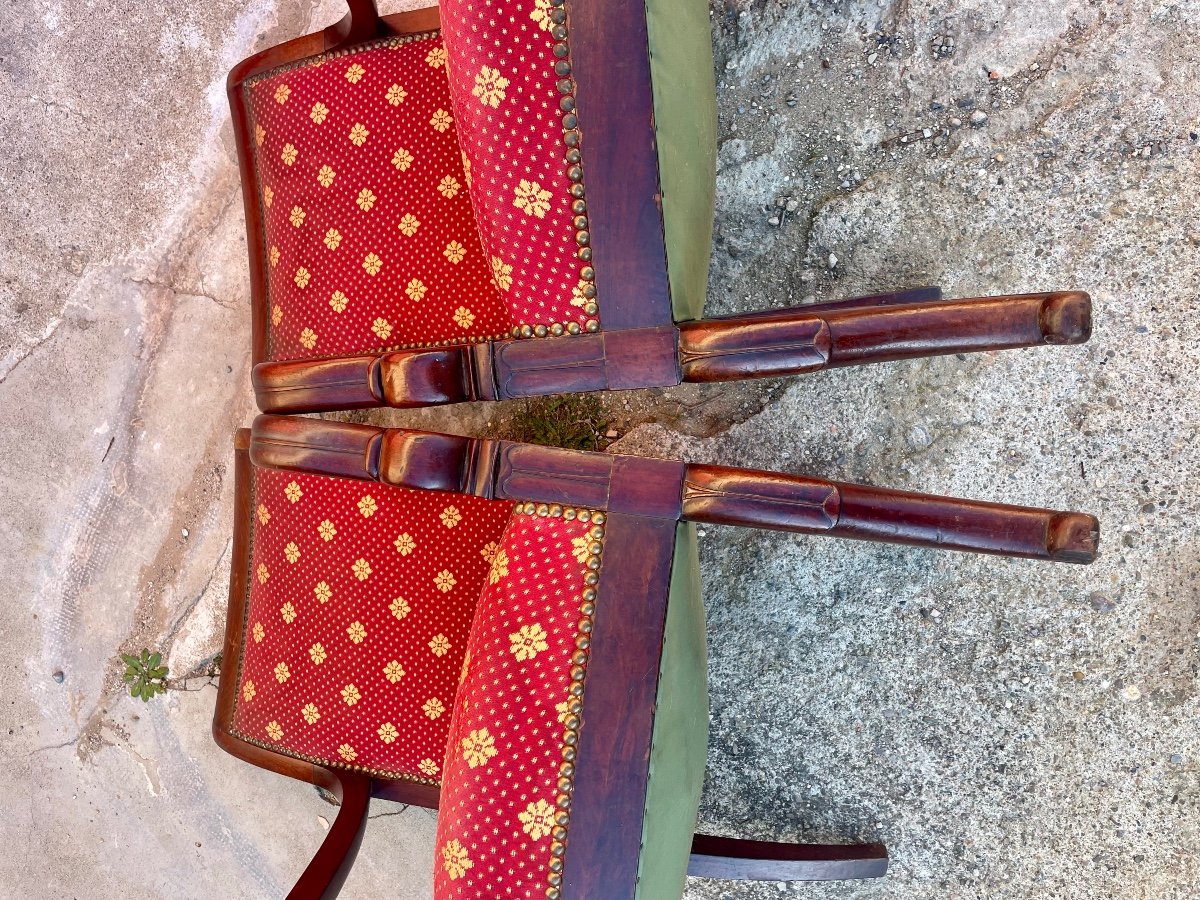 Pair Of Armchairs, Restoration In Mahogany From The 19th Century.-photo-2